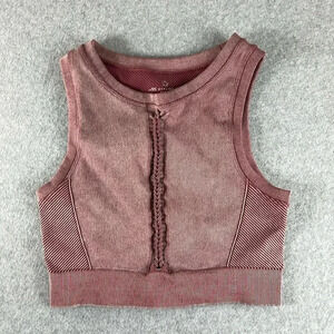 Offline by Aerie Seamless Macrame Longline Sportsbra Cropped Tank in Earthen